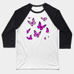 Warm Purple Butterfly Pattern Baseball T-Shirt